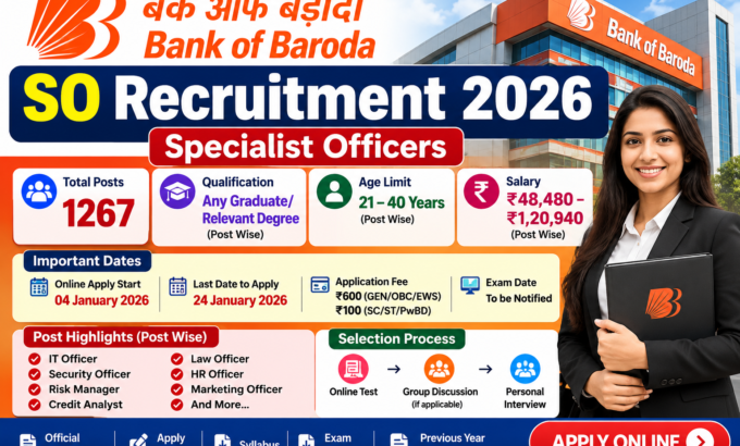 Bank Of Baroda SO Recruitment 2026